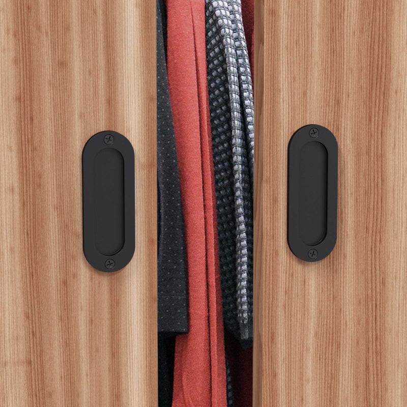Tibres - Finger Pulls for Closet - 4.75" Oval Sliding Door Pulls - Flush Pulls for Pocket Door - Matte Black - Set of 2 - Image 5